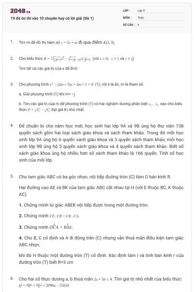19 đề ôn thi vào 10 chuyên hay có lời giải (Đề 1)