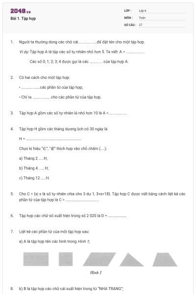 Bài 1. Tập hợp