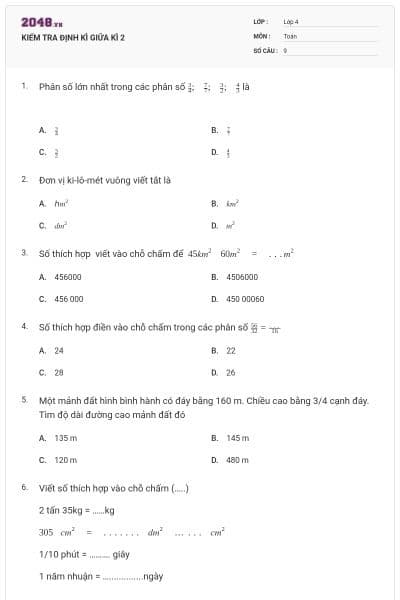 KIỂM TRA ĐỊNH KÌ GIỮA KÌ 2