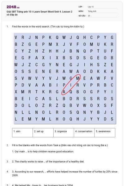 Giải SBT Tiếng anh 10 I-Learn Smart Word Unit 4. Lesson 2 có đáp án