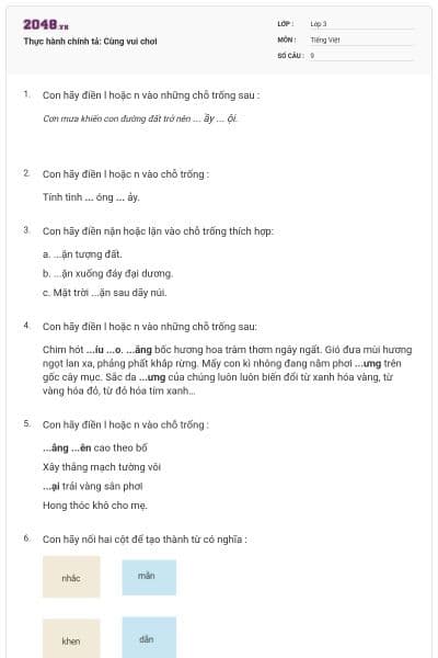 Thực hành chính tả: Cùng vui chơi