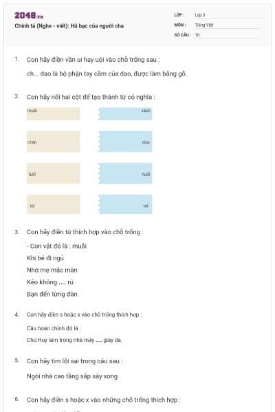 Chính tả (Nghe - viết): Hũ bạc của người cha