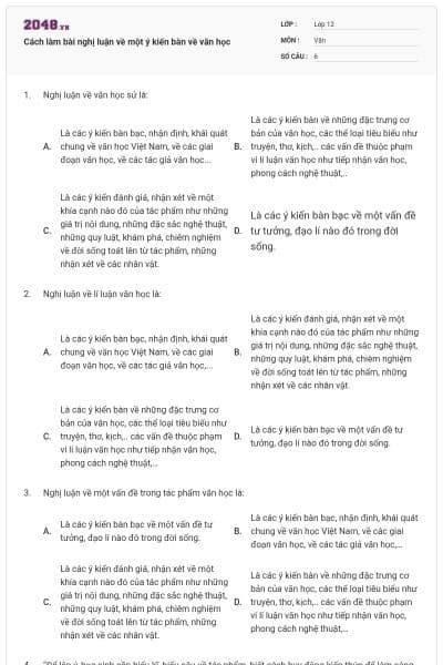 Cách làm bài nghị luận về một ý kiến bàn về văn học