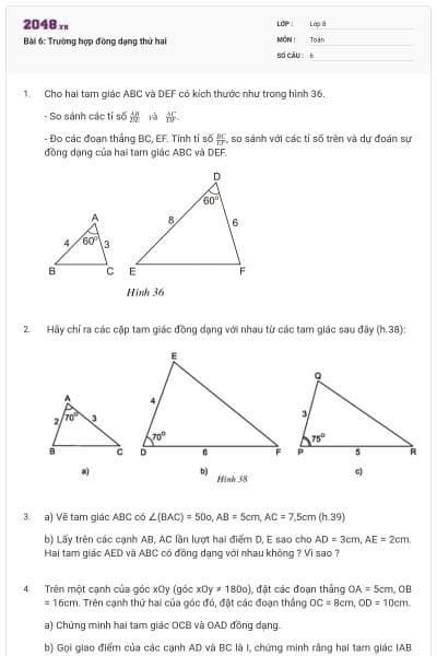 Bài 6: Trường hợp đồng dạng thứ hai