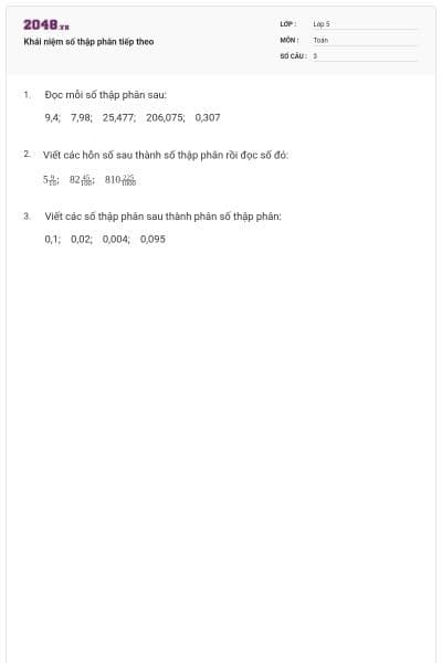 Khái niệm số thập phân tiếp theo