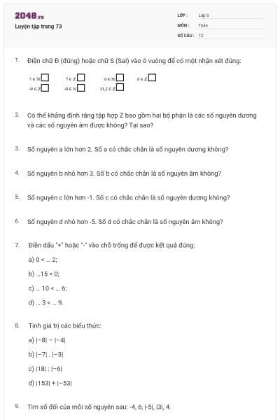 Luyện tập trang 73