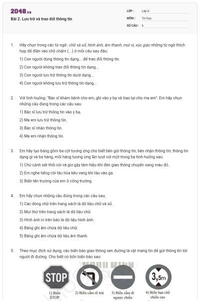 Bài 2. Lưu trữ và trao đổi thông tin