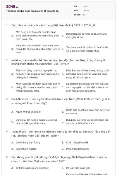 Tổng hợp câu hỏi nâng cap chương 10 (Có đáp án)