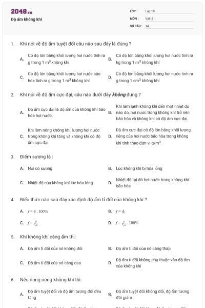 Độ ẩm không khí