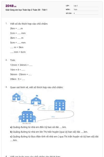 Giải Cùng em học Toán lớp 2 Tuần 30 - Tiết 1