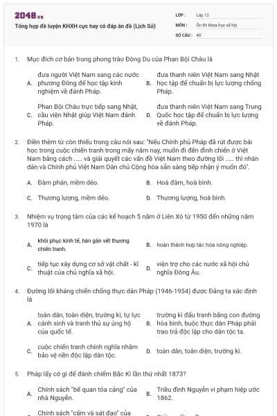 Tổng hợp đề luyện KHXH cực hay có đáp án đề (Lịch Sử)