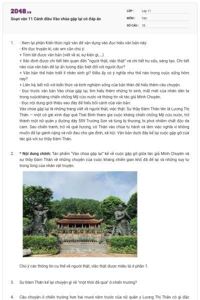 Soạn văn 11 Cánh diều Vào chùa gặp lại có đáp án