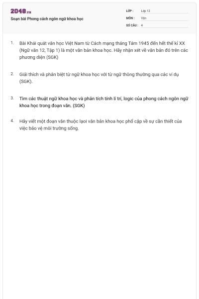Soạn bài Phong cách ngôn ngữ khoa học