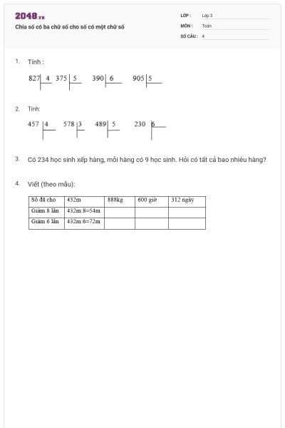 Chia số có ba chữ số cho số có một chữ số