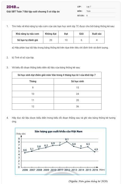 Giải SBT Toán 7 Bài tập cuối chương 5 có đáp án