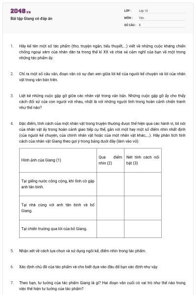 Bài tập Giang có đáp án