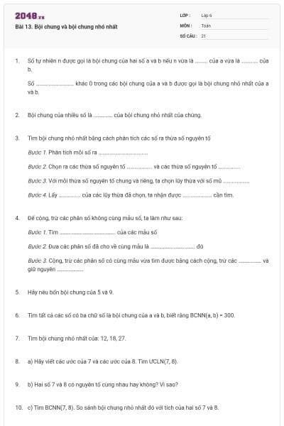 Bài 13. Bội chung và bội chung nhó nhất