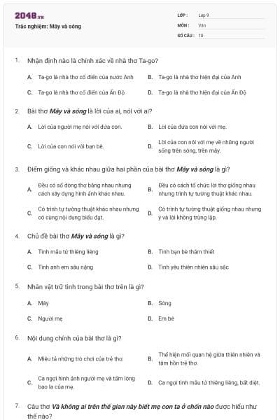 Trắc nghiệm: Mây và sóng