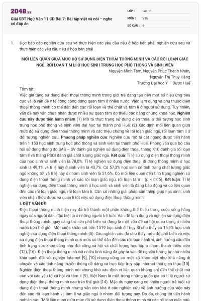 Giải SBT Ngữ Văn 11 CD Bài 7: Bài tập viết và nói – nghe có đáp án