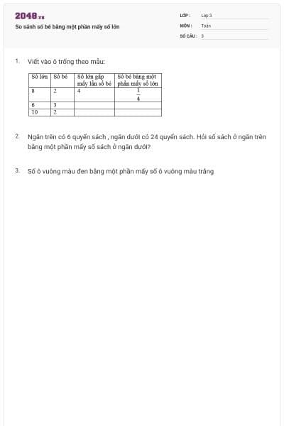 So sánh số bé bằng một phần mấy số lớn