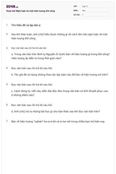 Soạn bài Nghị luận về một hiện tượng đời sống