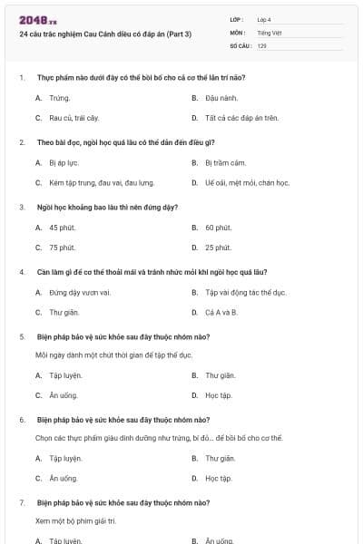 24 câu trắc nghiệm Cau Cánh diều có đáp án (Part 3)